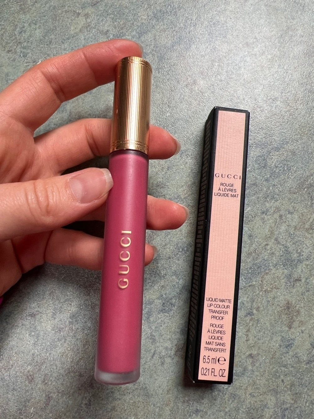 Gucci Liquid Matte Lip Colour in Dusty Rose - 413 Cornelia Pink